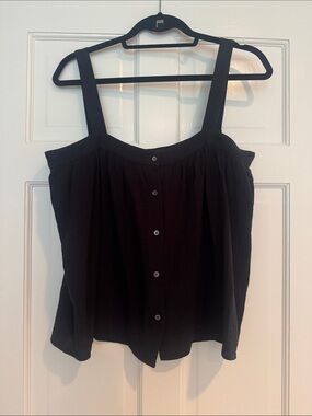 Jenni Kayne Black Sleeveless Gauze Button-Front Women's Top